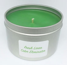 Load image into Gallery viewer, 8 ounce Fresh Linen Odor Eliminator scented candle