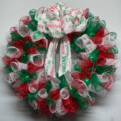 Merry Christmas Lighted Wreath