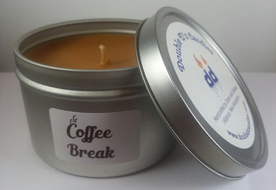 8 ounce tin Coffee Break scented candle