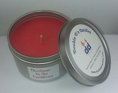 8 ounce tin Christmas in the Caribbean scented candle